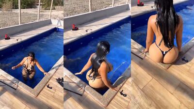 Alejandra Quiroz empinando a bunda e se exibindo para o vizinho