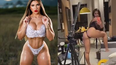 Alexiadhen nua empinando o rabo grande com calcinha socada