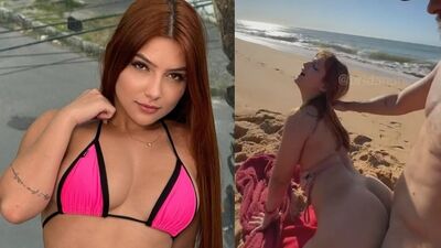 Flagra amador Brida Nunes fodendo de quatro na beira da praia
