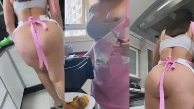 Lina Nakamura vídeo amador fazendo almoço pelada na cozinha