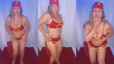 Eliane Galupo Rainha Tantrica rebolando com fantasia de bombeira safada
