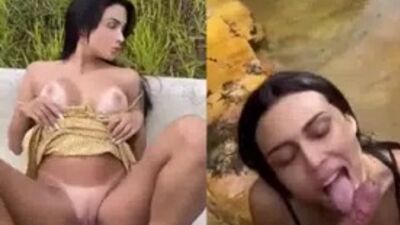 Fernanda Campos nua exibindo a bucetinha e fodendo no mato