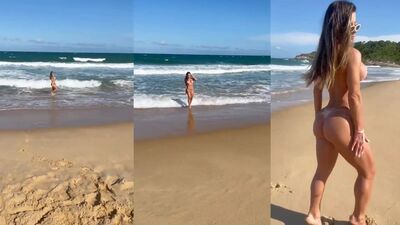 Nudes vazados da Aricia Silva nua na paria de nudismo