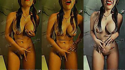 Karen Paniagua caiu na net gozando com dedos na xota no banho