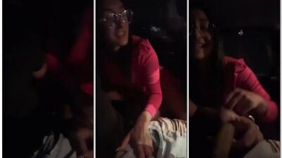 Edna Samara pagando boquete guloso dentro do carro