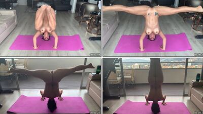Steffy Moreno fazendo yoga mostrando o bucetão
