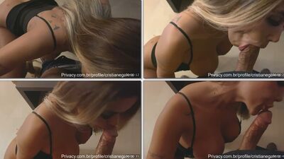 Cris Galera loirinha gulosa chupando babadinho a pica do seu moreno pauzudo