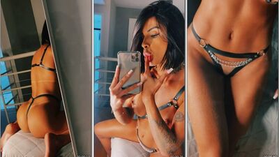 Duda Mesquita mostrando o lindo corpo bronzeado gata se filmando em frente ao espelho se amostrando