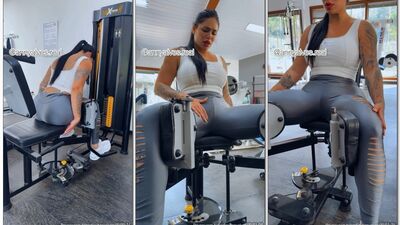 Anny Alves ficando com tesão fazendo exercício na academia bem safada
