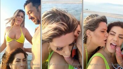 Bruna Ferraz dividindo com a amiga uma piroca dura mamando gostoso ao ar livre