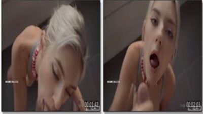 Russa safada Eva Elfie mostra o cuzinho para camera e toma leitinho na boca
