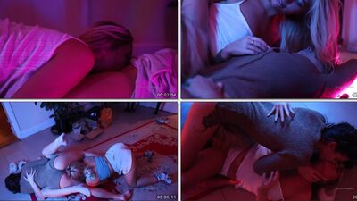 Sexo lesbico Lillian Phillips putaria com amigas no chão do apartamento