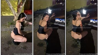Flagra Natasha Naturista bêbada mijando na rua voltando da balada