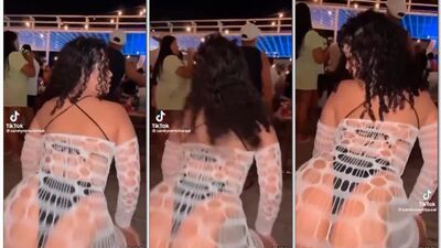 Carolayne rabuda do privacy dançando com vestido transparente e calcinha socada na bunda no meio da balada