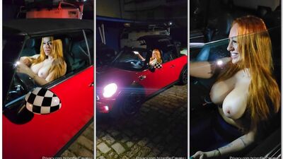 Jessica Patez ruivinha peituda toda gostosa mostrando os peitos dentro do carro
