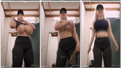 Vixen Virago Loira dos peitos imensos mostrando como coloca um sutiã para cobrir essas tetas deliciosas