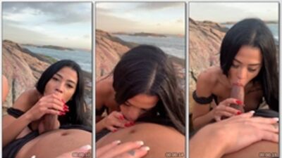 Alycia ribeiro moreninha safada mamando babadinho a piroca do seu macho na praia deserta