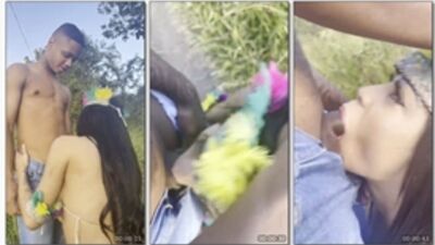 Morena amadora se veste de índia e faz sexo no meio do mato
