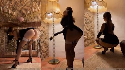 Demi Rose com vestidinho sexy sozinha em sua casa