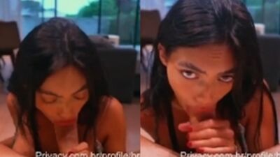 Brenda Trindade olha com cara de safada e mama o cacete do namorado roludo
