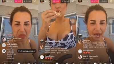 Doutora Deolane pagando peitinho ao vivo em live no instagram