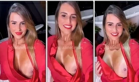 Aline Limas tirando a blusa e ficando pelada mostrando seus peitões