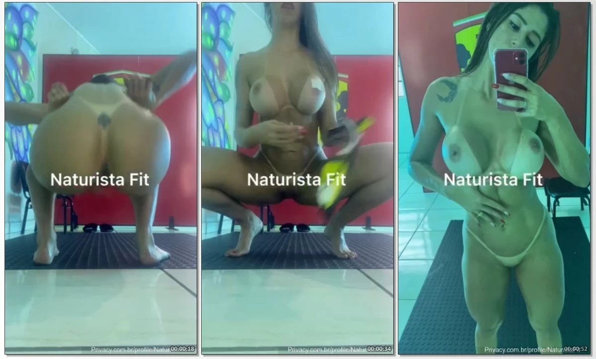 Naturista Fit pelada exibindo a bucetinha e o cuzinho