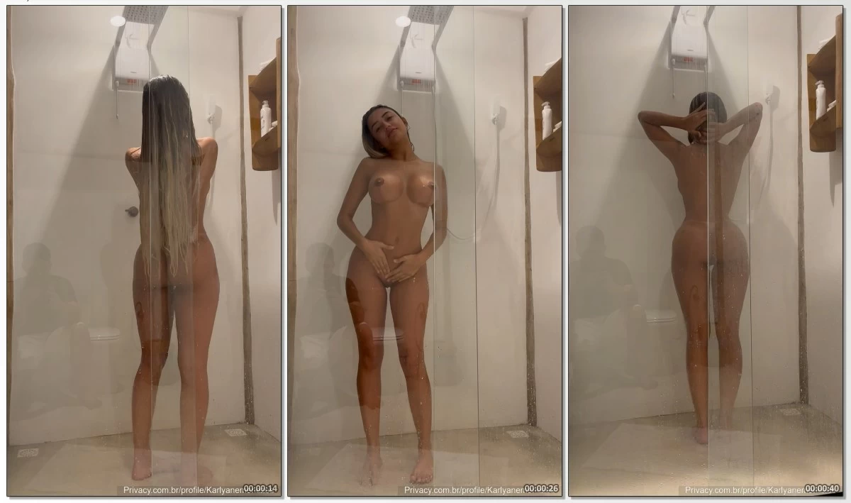 Karlyane Menezes nua tomando banho de chuveiro toda molhadinha