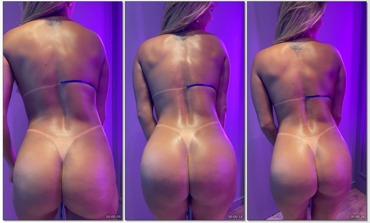 Aline Limas peladinha loira rabuda mostrando a bunda perfeita enquanto toma um bronze