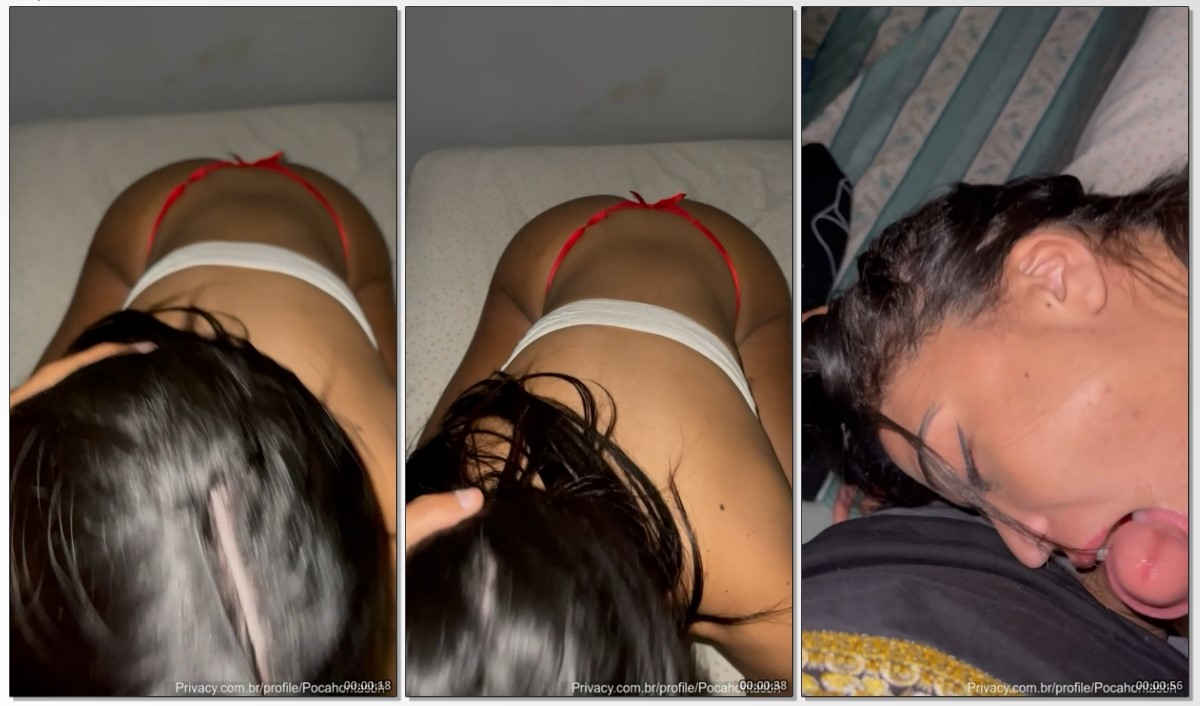 Alycia Ribeiro morena gulosa de quatro na cama mamando a pica do seu macho