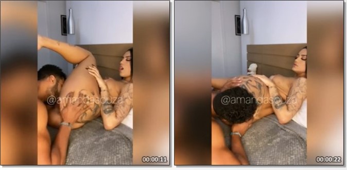 Amanda Souza recebendo sexo oral de um comedor barbudo