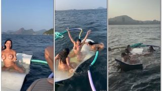 Amirafit, Rafaela Sumpani, Larissa Sumpani, Luiza Macarto e Alana Borges peladas no barco