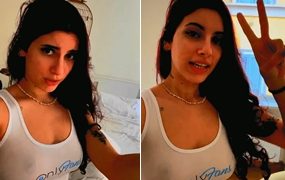Catarina Paolino mostrando os peitos gostosos na camisa molhada