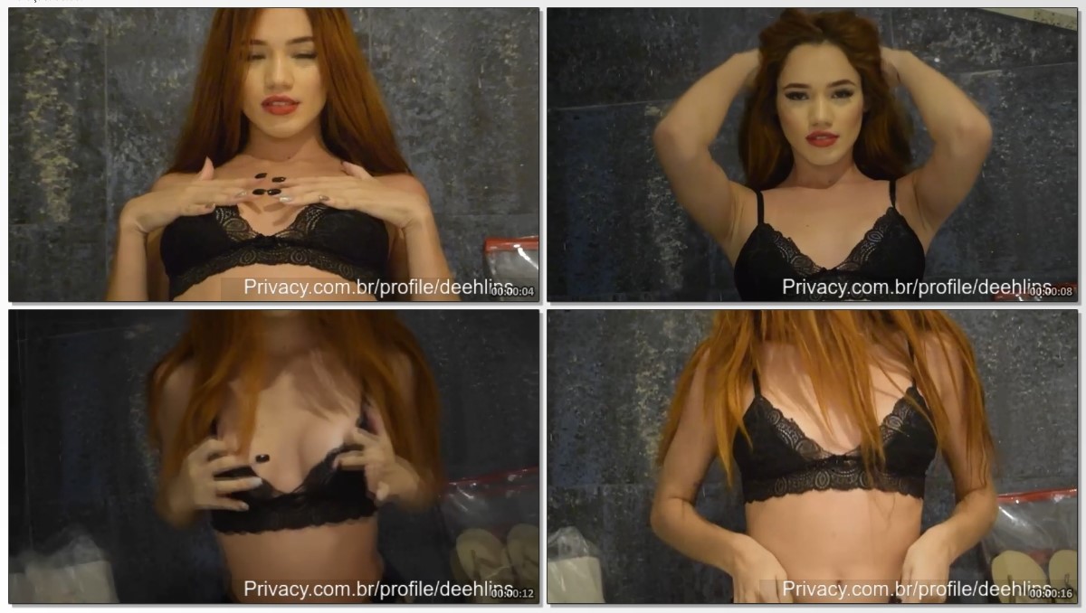 Deeh Lins ruivinha safada de lingerie provocante sensualizando pra camera querendo pica