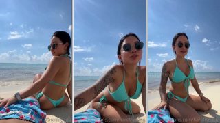 Gulosa Karol Rosado chupando turista dotado na beira da praia