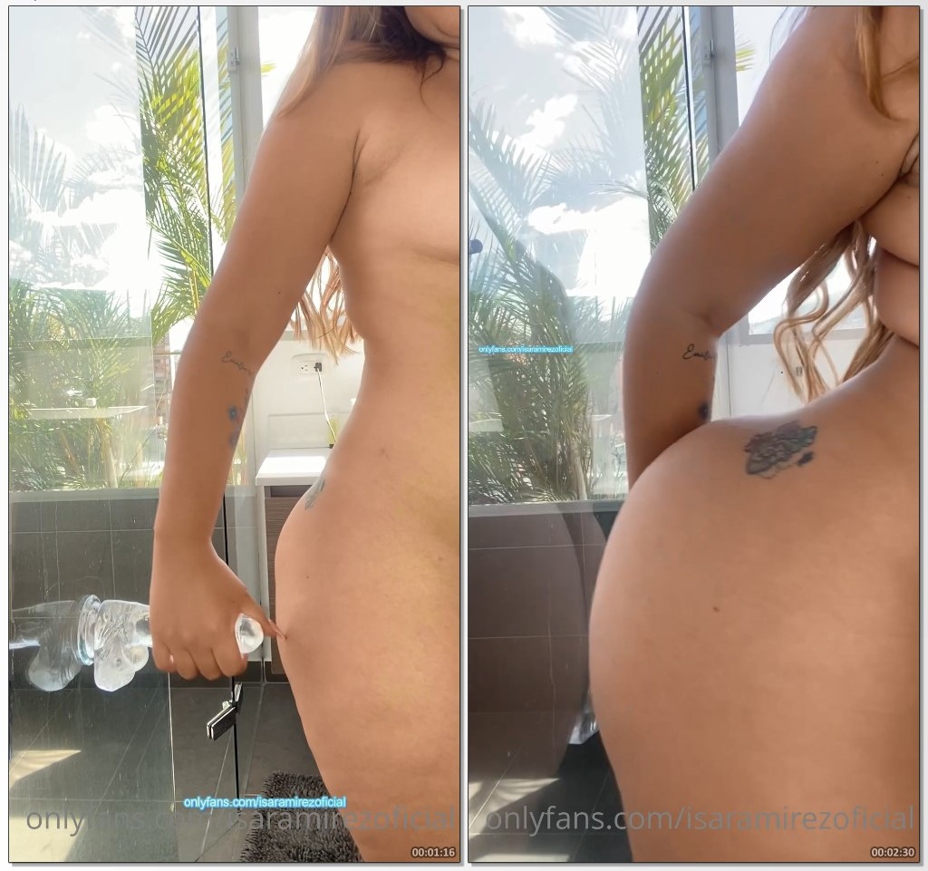 Isa Ramirez do Onlyfans cola consolo na porta e fode gostoso a bucetinha de costas