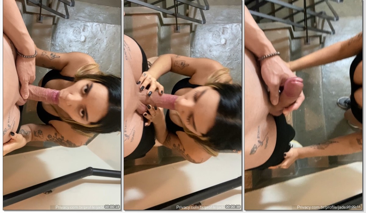 Jade Adalie se engasgando na rola e fazendo oral perfeito