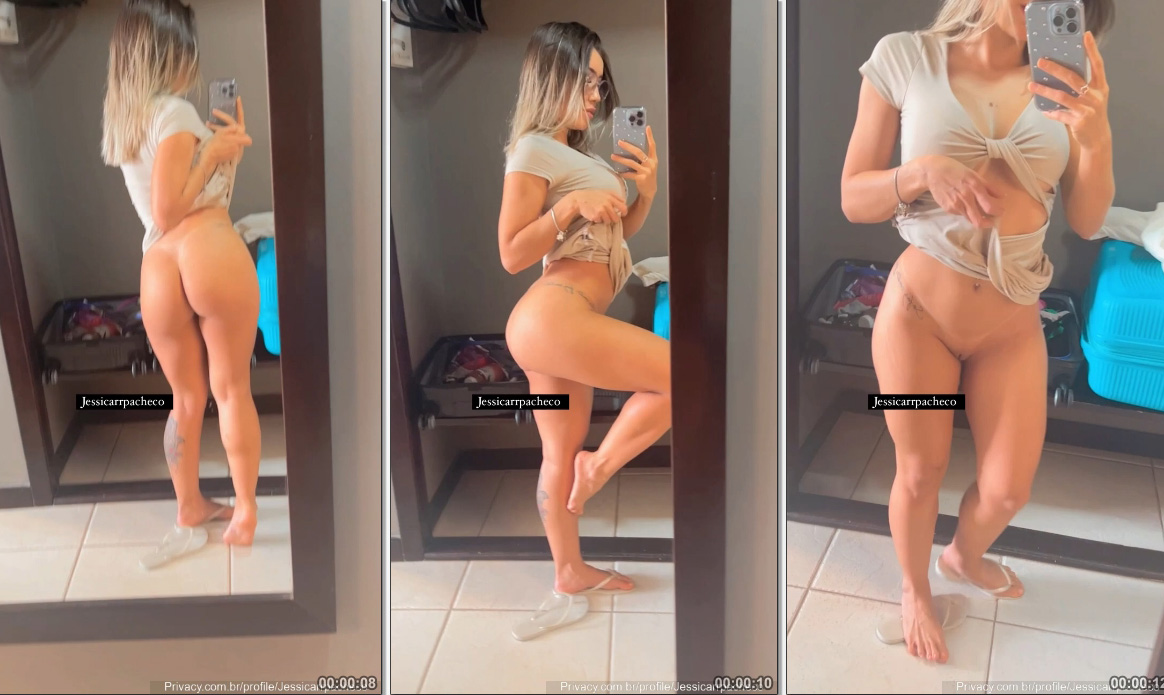 Jessica Pacheco Loira Perfeita tirando toda sua roupa pra mostrar a raba e a buceta peladinha