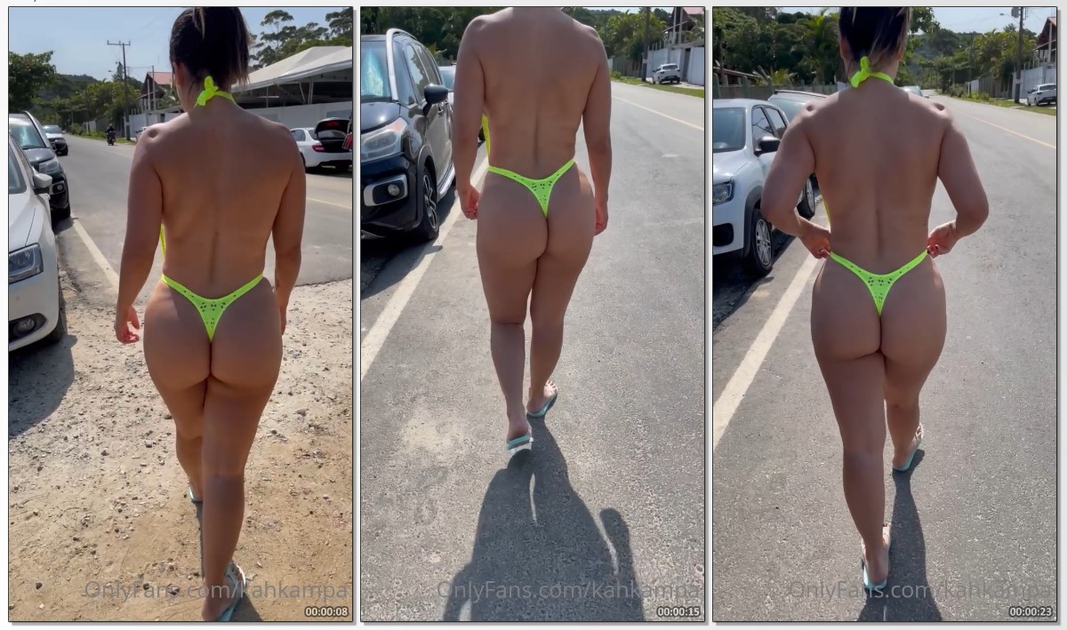 Kah Kampa morena gostosa com biquini bem socado no rabo passeando pela rua