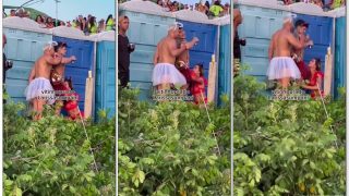 Larissa Sumpani ninfetinha safada ajoelhada flagrada pagando boquete no carnaval