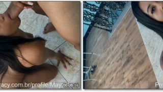 Mayzitta moreninha gostosa olhando com cara de safadinha e chupando muito bem a pica