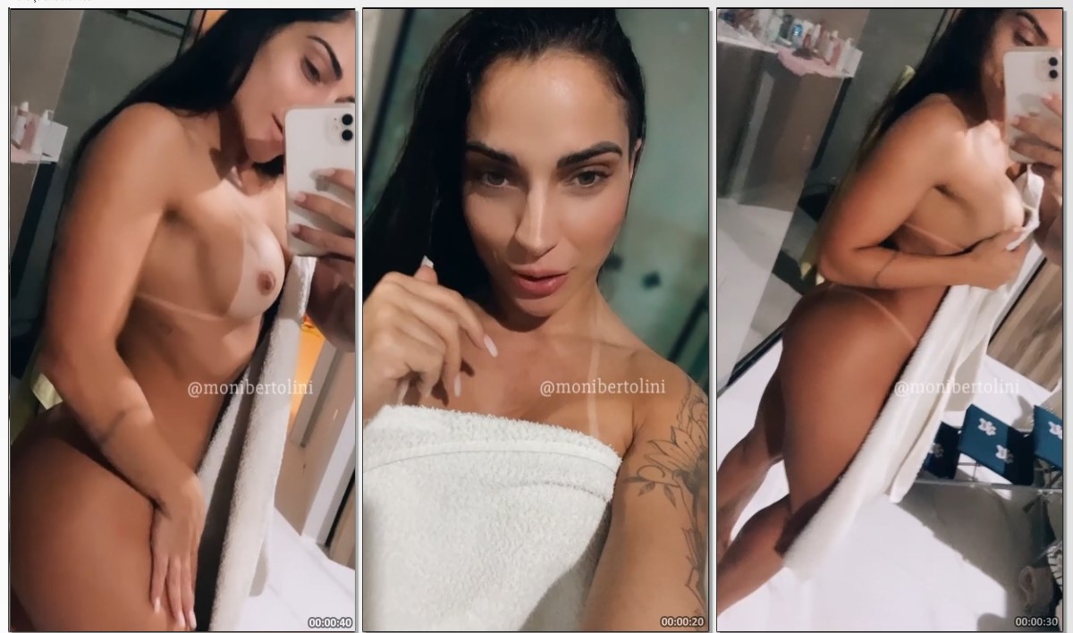 Monique Bertolini nua exibindo a buceta e os peitos depois do banho