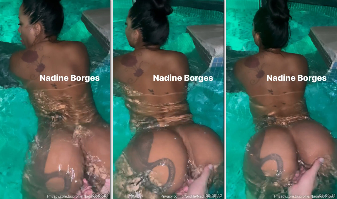 Nadine Borges peladinha na piscina instigando seu macho bem empinadinha tomando dedada na buceta