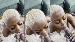 Poliana Ferreira Negra careca peladinha pagando um boquete com direito a garganta profunda pro seu macho negão
