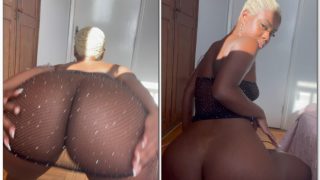 Poliana Ferreira pretinha gostosa usando uma roupinha transparente exibindo o rabo gostoso