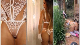 Renata Matos de coelhinha gostosa de quatro com calcinha socada no cu
