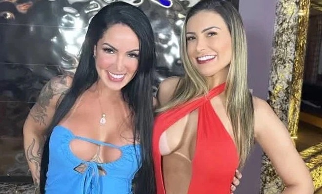 Sexo lesbico Andressa Urach transando com Elisa Sanches uma chupando a bucetinha da outra