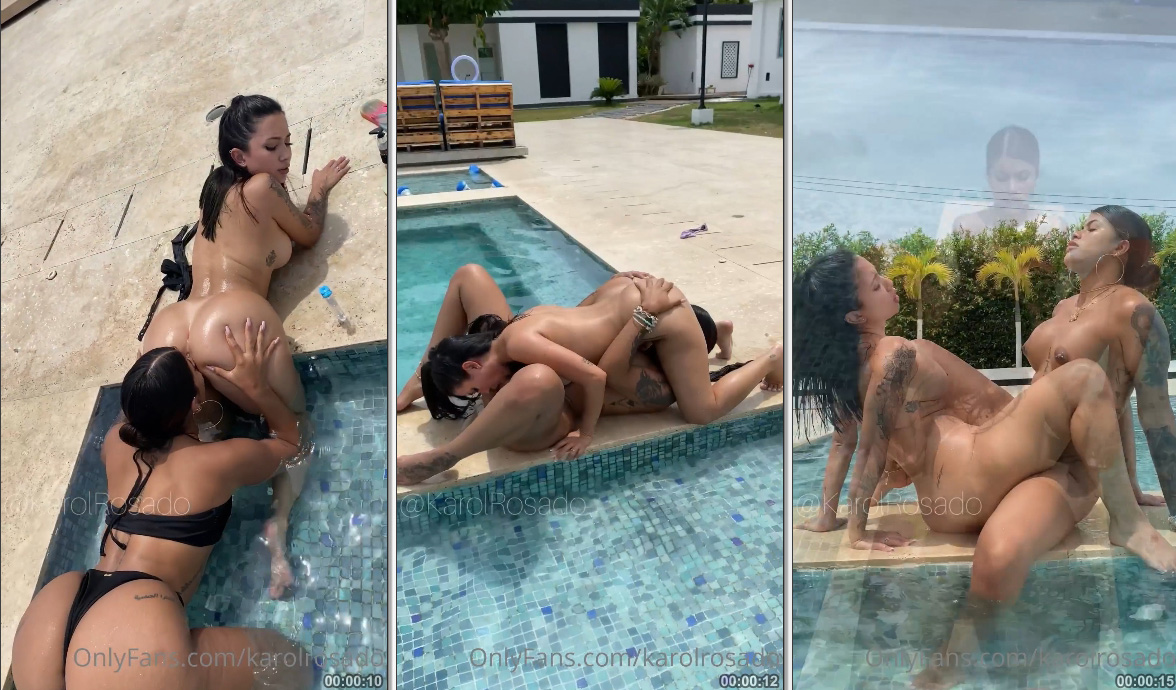 Sexo lesbico Karol Rosado e amiga safada transa gostosa na piscina