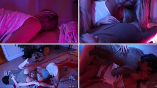 Sexo lesbico Lillian Phillips putaria com amigas no chão do apartamento