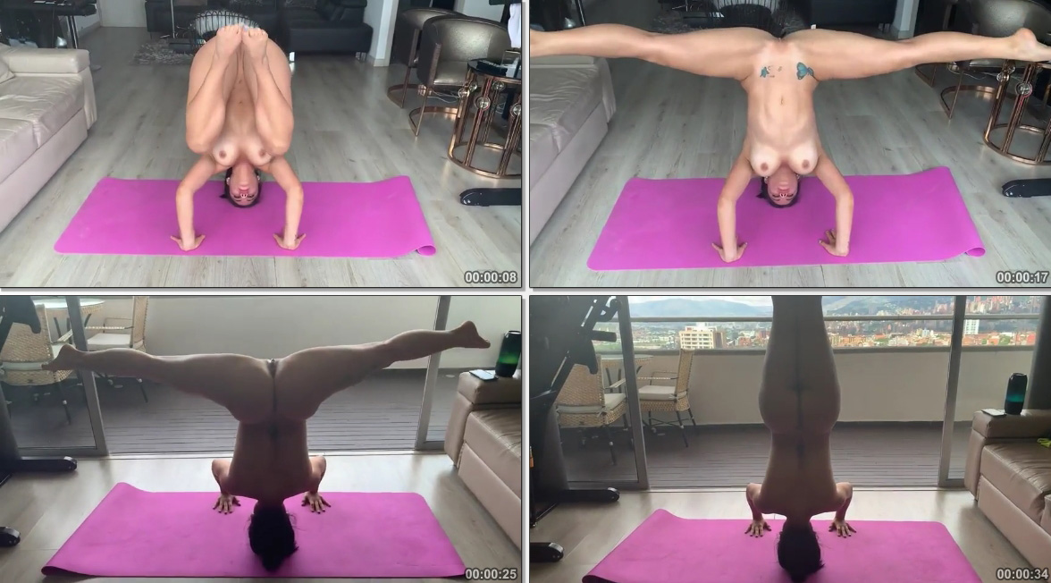 Steffy Moreno fazendo yoga mostrando o bucetão